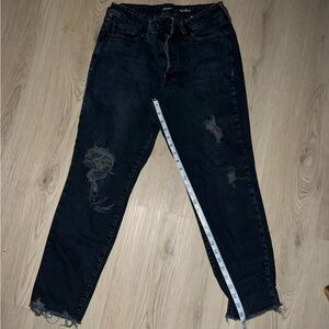 Old Navy High Rise Straight Leg Jeans Women’s Size 12 Distressed Faded Denim